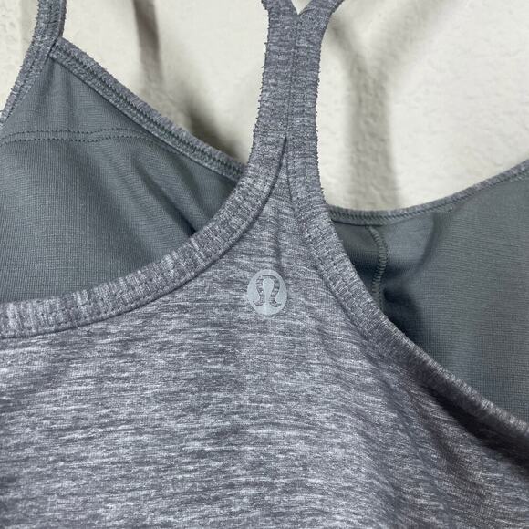 Lululemon Womens Size 8 Power Y Tank Heathered Gray Square Neck Sleeveless - Picture 5 of 7
